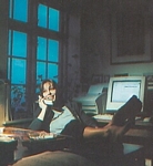 danish IN Apr. 2000 - inside sitting in the dark behind the computer phoning