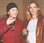 danish BILLED BLADET - 2001 Thomas LP release party with Thomas and champagne